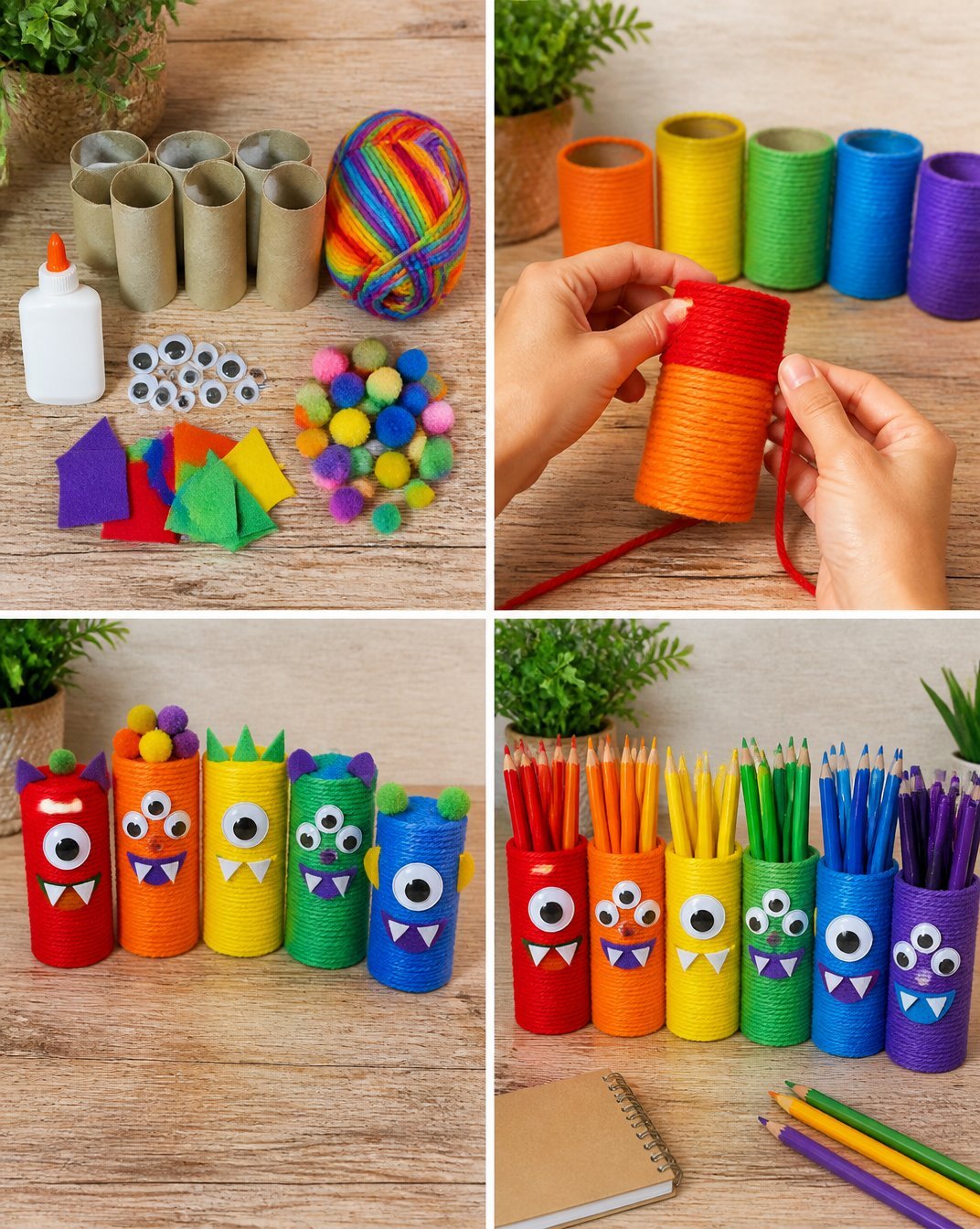 Colorful Monster Pencil Organizers for Your Desk 21 Rainbow Monster Pencil Holders