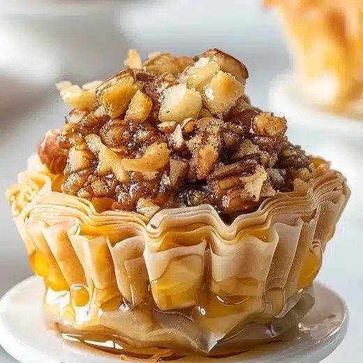 Recette de tasses de baklava au caramel de noix de p&eacute;can - Facile et d&eacute;licieuse