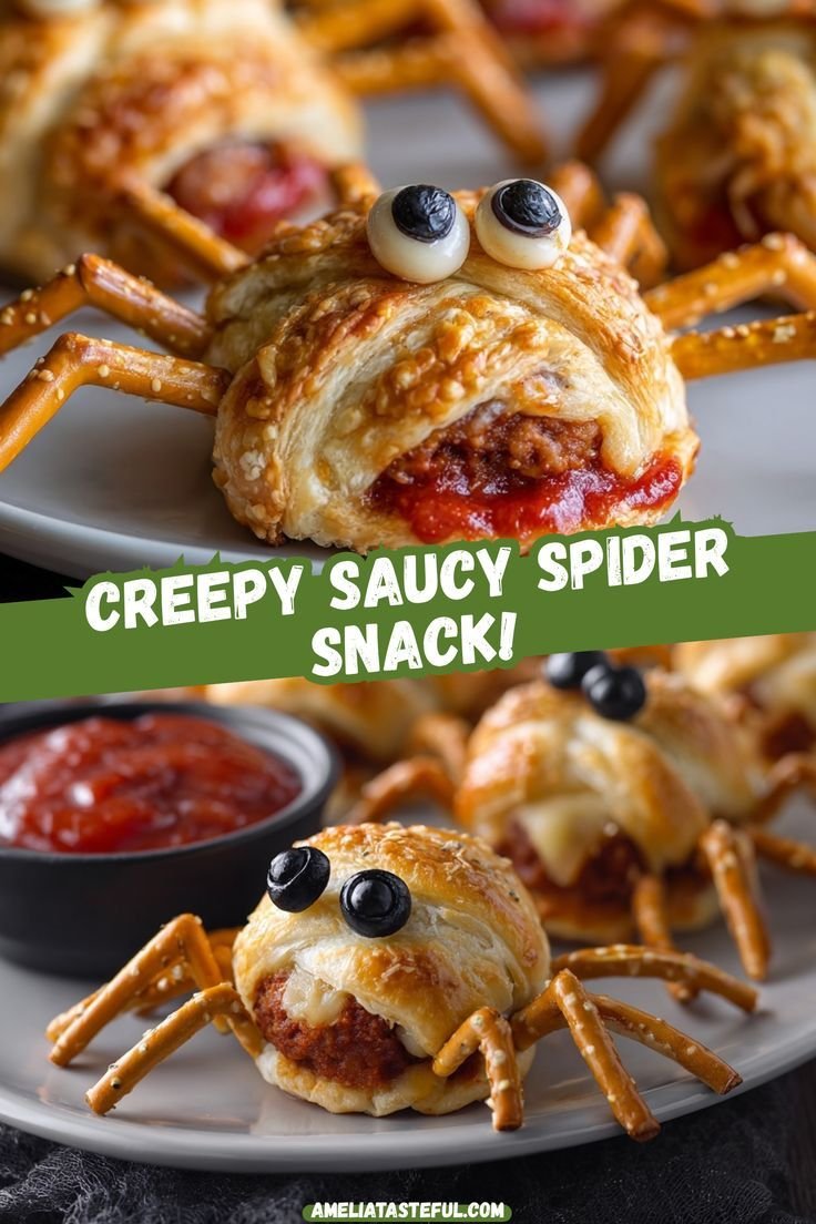 Saucy Spider – Spooky Halloween Meatball Pastry Appetizer