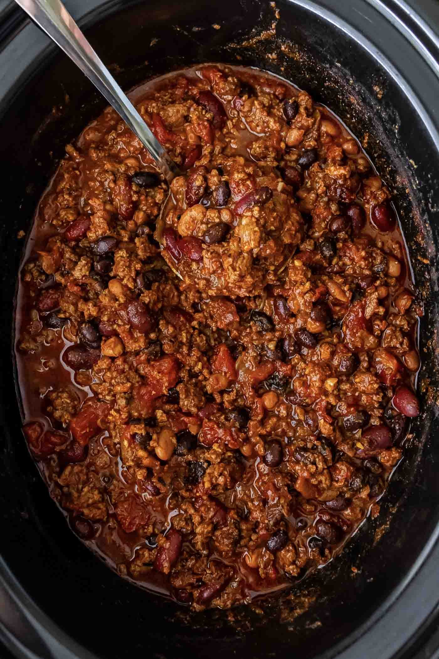 Slow Cooker Classic Beef & Dark Red Kidney Bean Chili