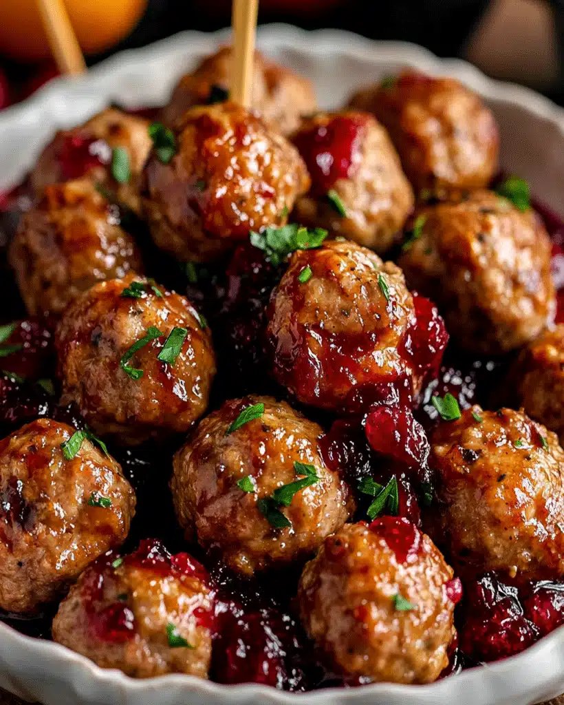 Boulettes de viande de f&ecirc;te avec sauce aux canneberges et &agrave; l'orange recette