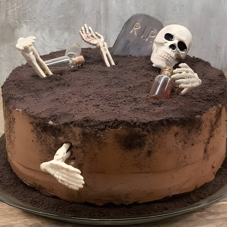 Haunted Graveyard Skeleton Cake Recipe Easy Party Dessert (Digital Download)