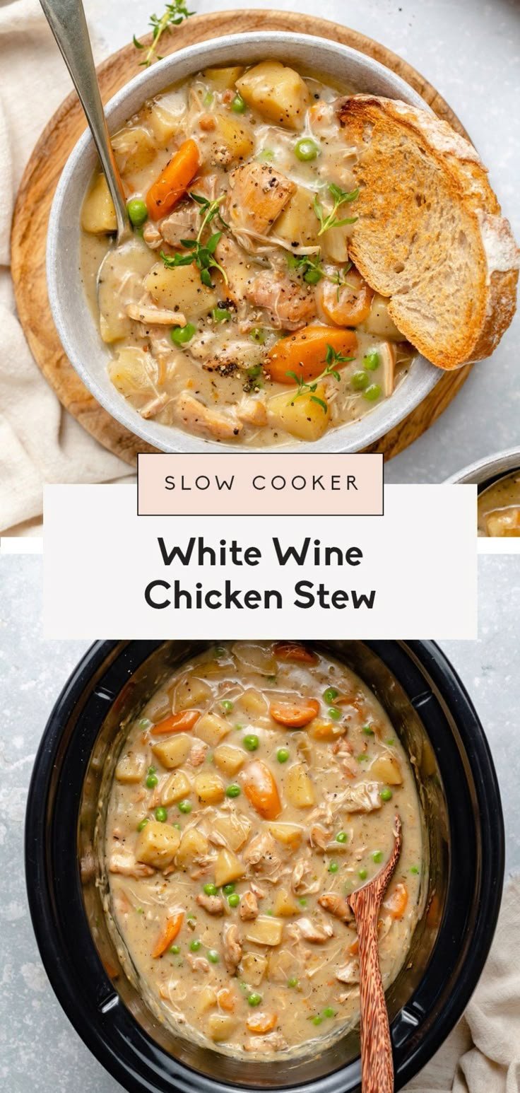 Slow Cooker White Wine Chicken Stew | Ambitious Kitchen