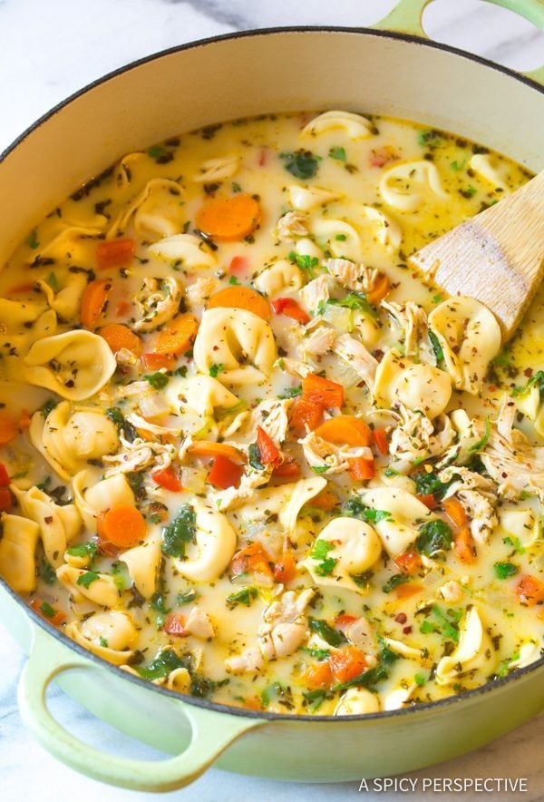 Chicken Tortellini Soup Recipe (Video) - A Spicy Perspective