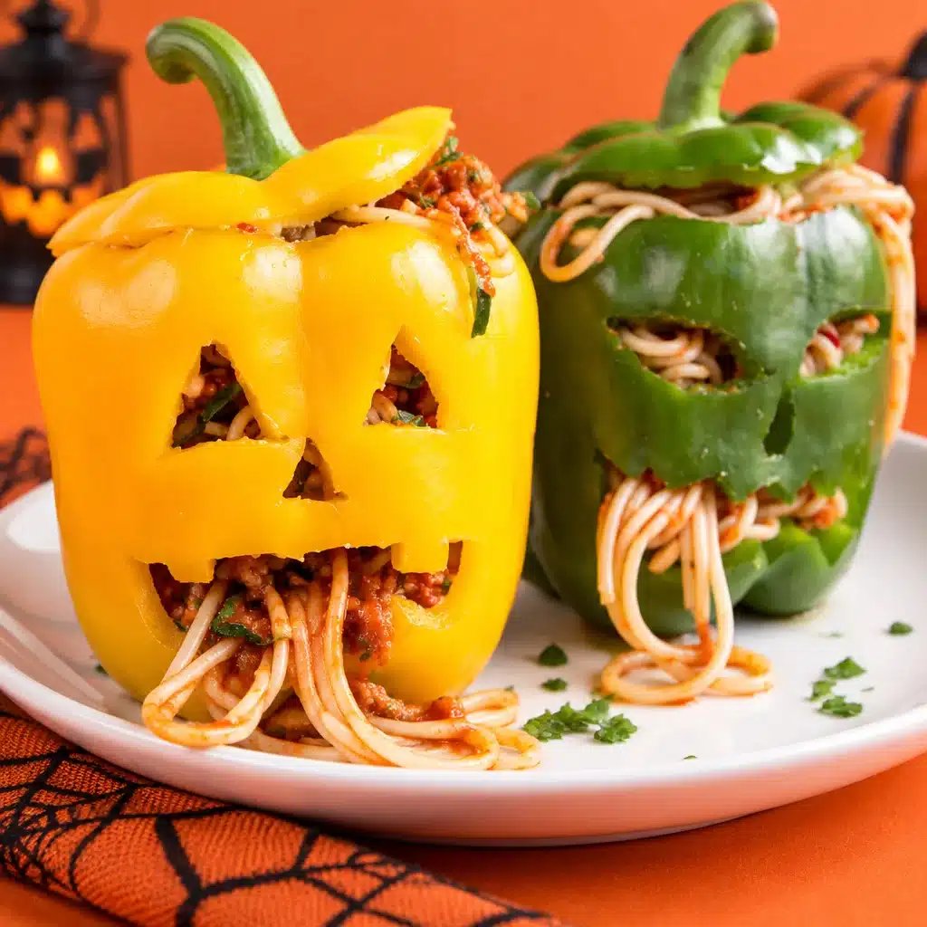 Deliciously Spooky Glutenfreie Jack-o’-Lantern Stuffed Peppers