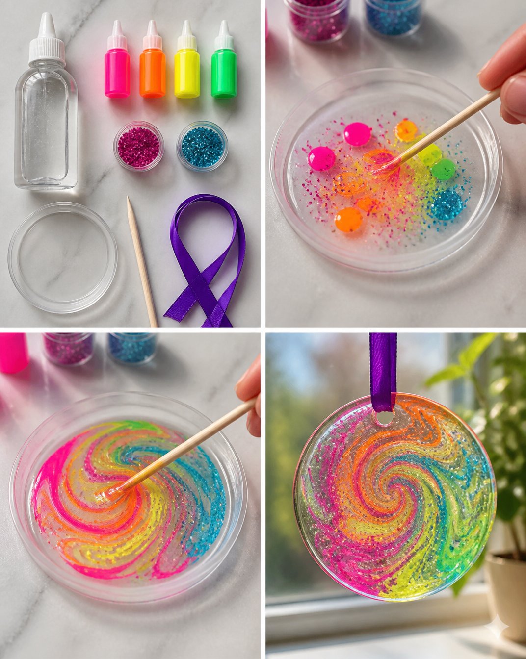 How to Make Swirl Pattern Glue Suncatchers 21 DIY Swirl Pattern Glue Suncatchers