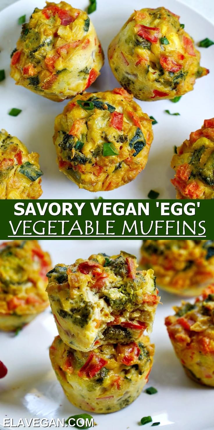 Savory Vegetable Muffins with Vegan Egg Mixture | Herzhafte muffins vegan, Veganer brunch, Gemüse muffins