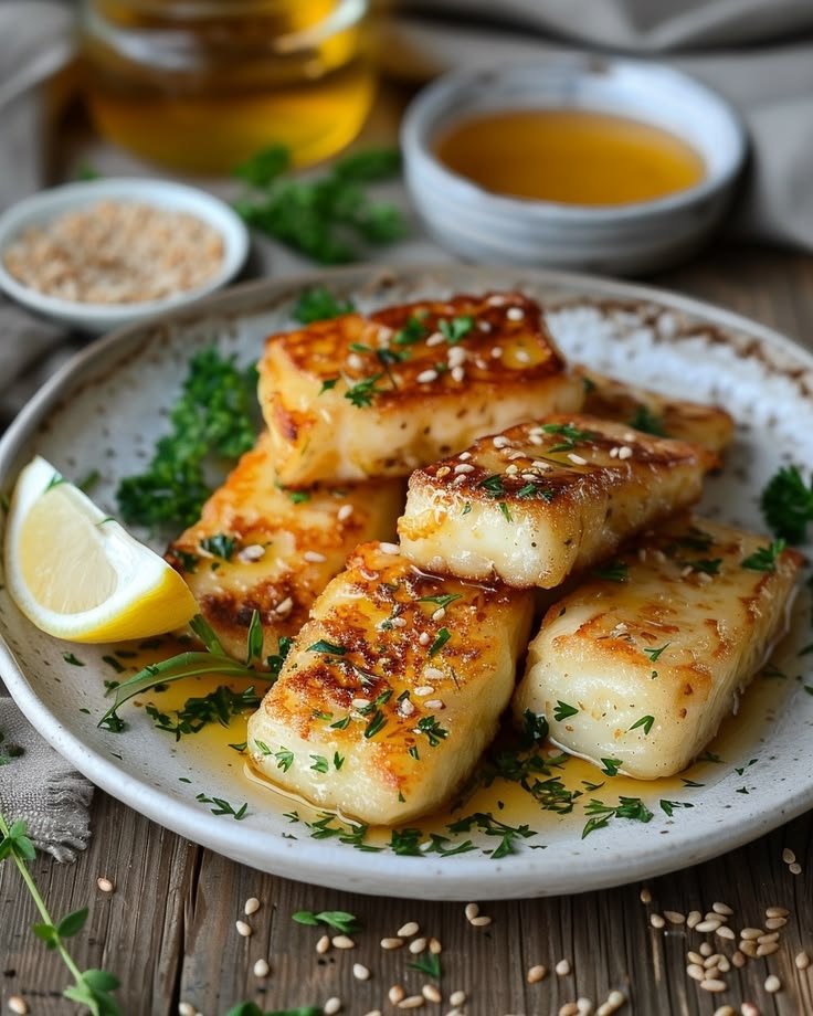 Knuspriger Halloumi Sesam aus der Heißluftfritteuse