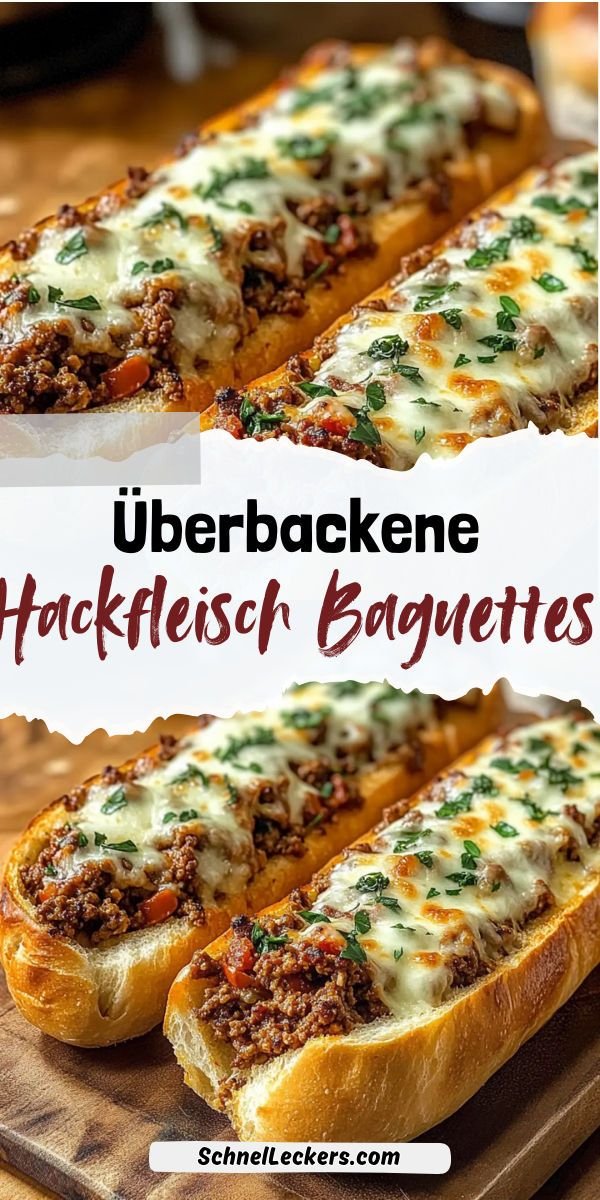 Überbackene Hackfleisch-Baguettes – Schnell & ultra würzig 🥖🧀