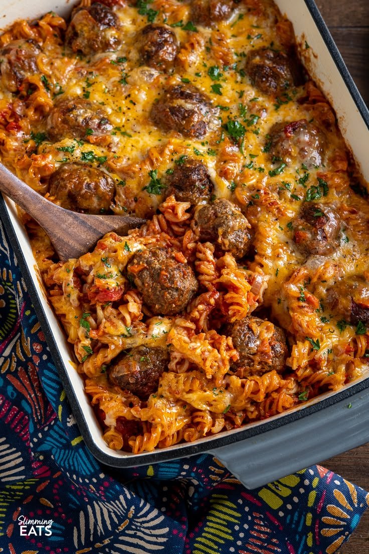 Cheesy Meatball Pasta Bake