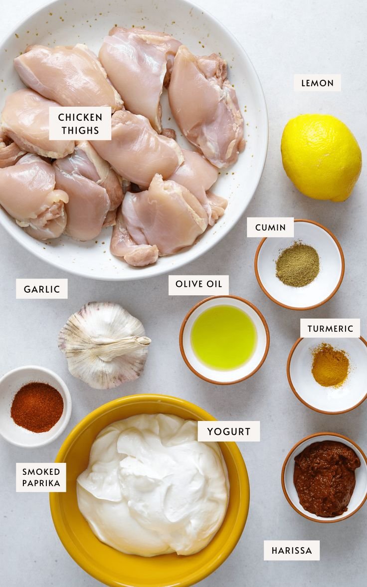 Yogurt Marinated Chicken with Harissa and Garlic