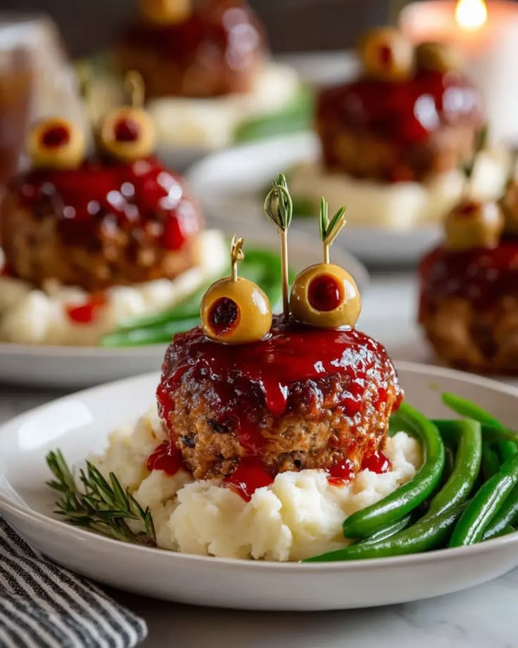 Mini Monster Meatloaf Halloween Dinner Recipe