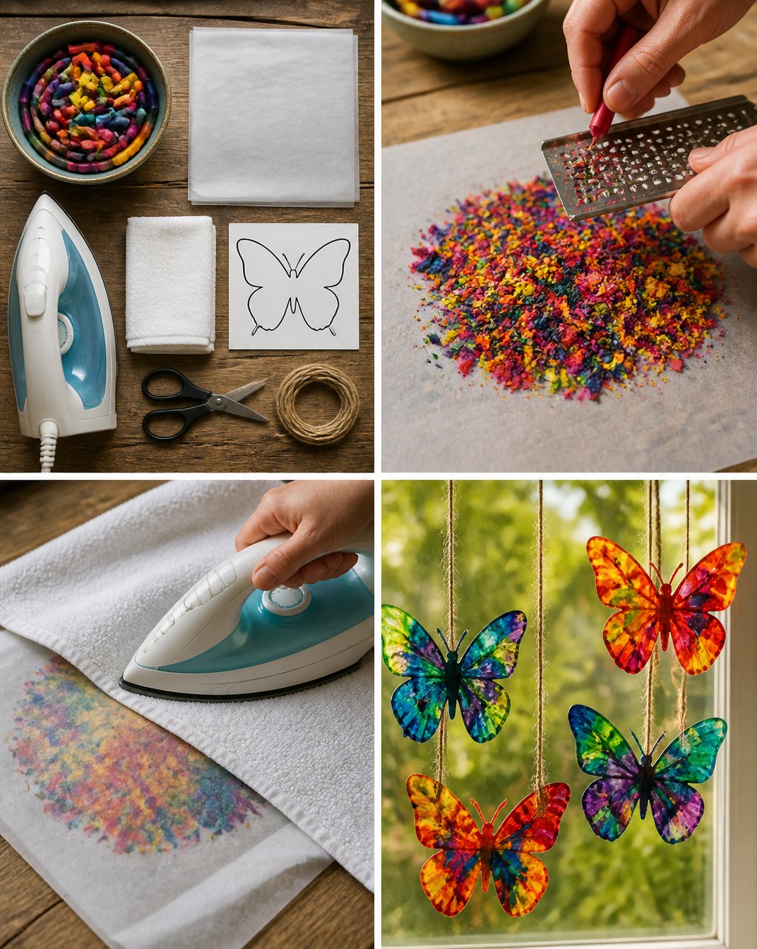Melted Crayon Butterfly Suncatchers