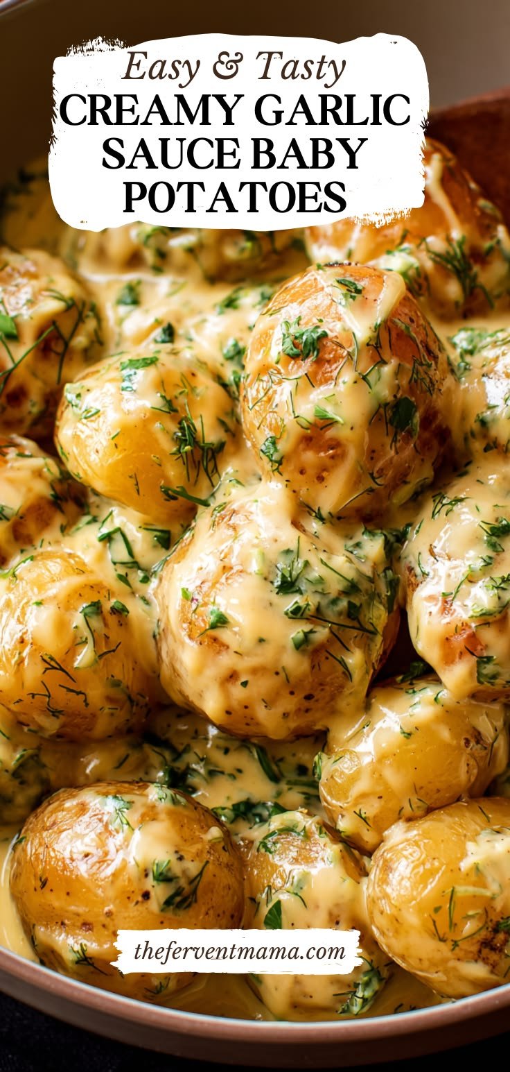 Creamy Garlic Sauce Baby Potatoes