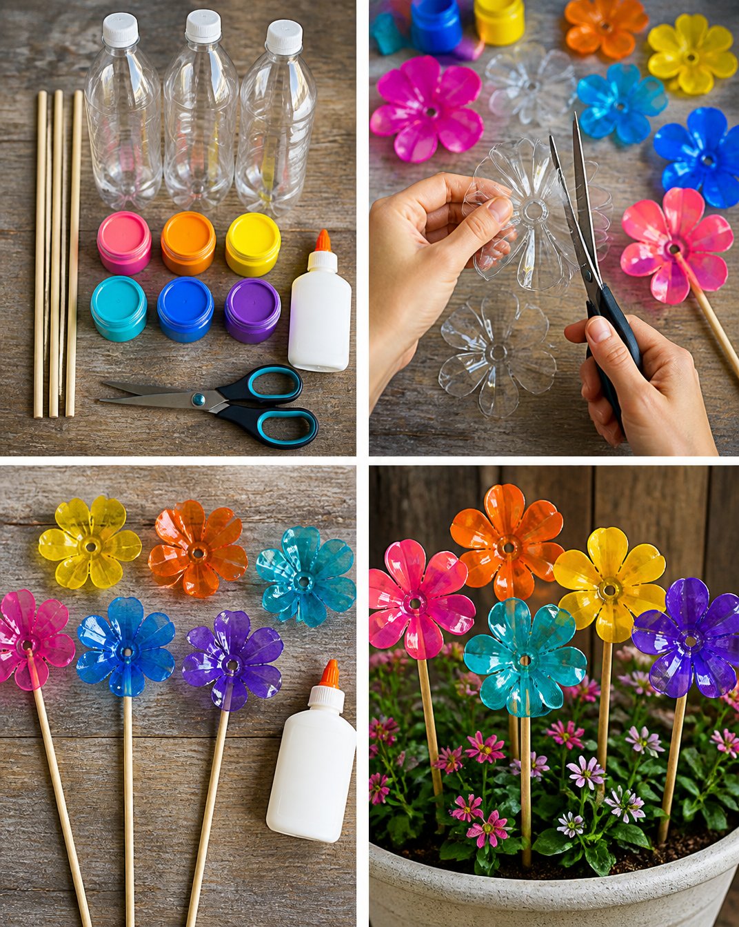 Rainbow Flower Garden Stakes