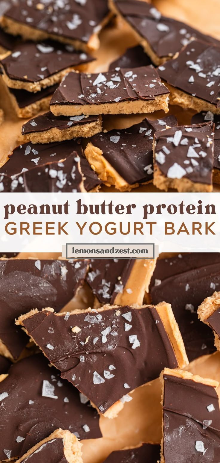 10 Minute Peanut Butter Chocolate Greek Yogurt Bark | Lemons + Zest