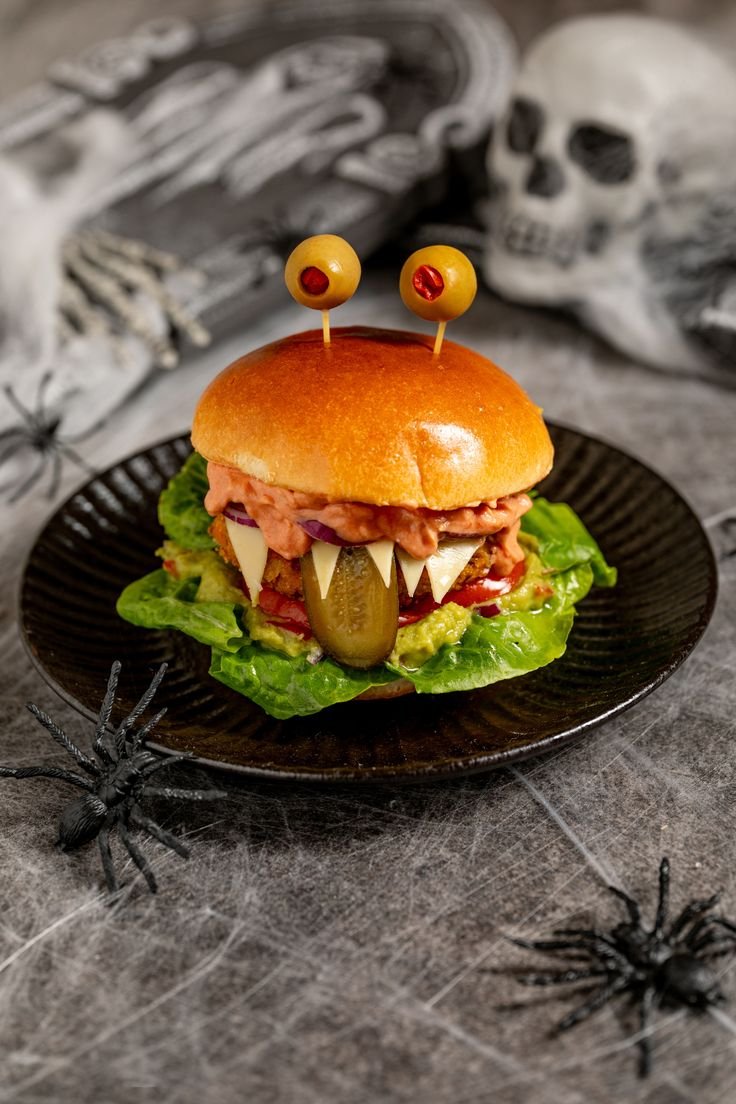 Monster Burger für Halloween: Herzhaft & schnell gemacht