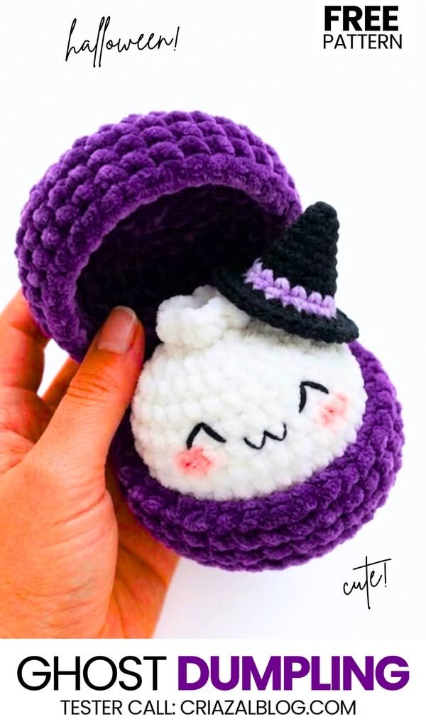 Crochet Spooky Ghost Dumpling Plushie Pattern 6 Crochet Spooky Ghost Dumpling Plushie Pattern