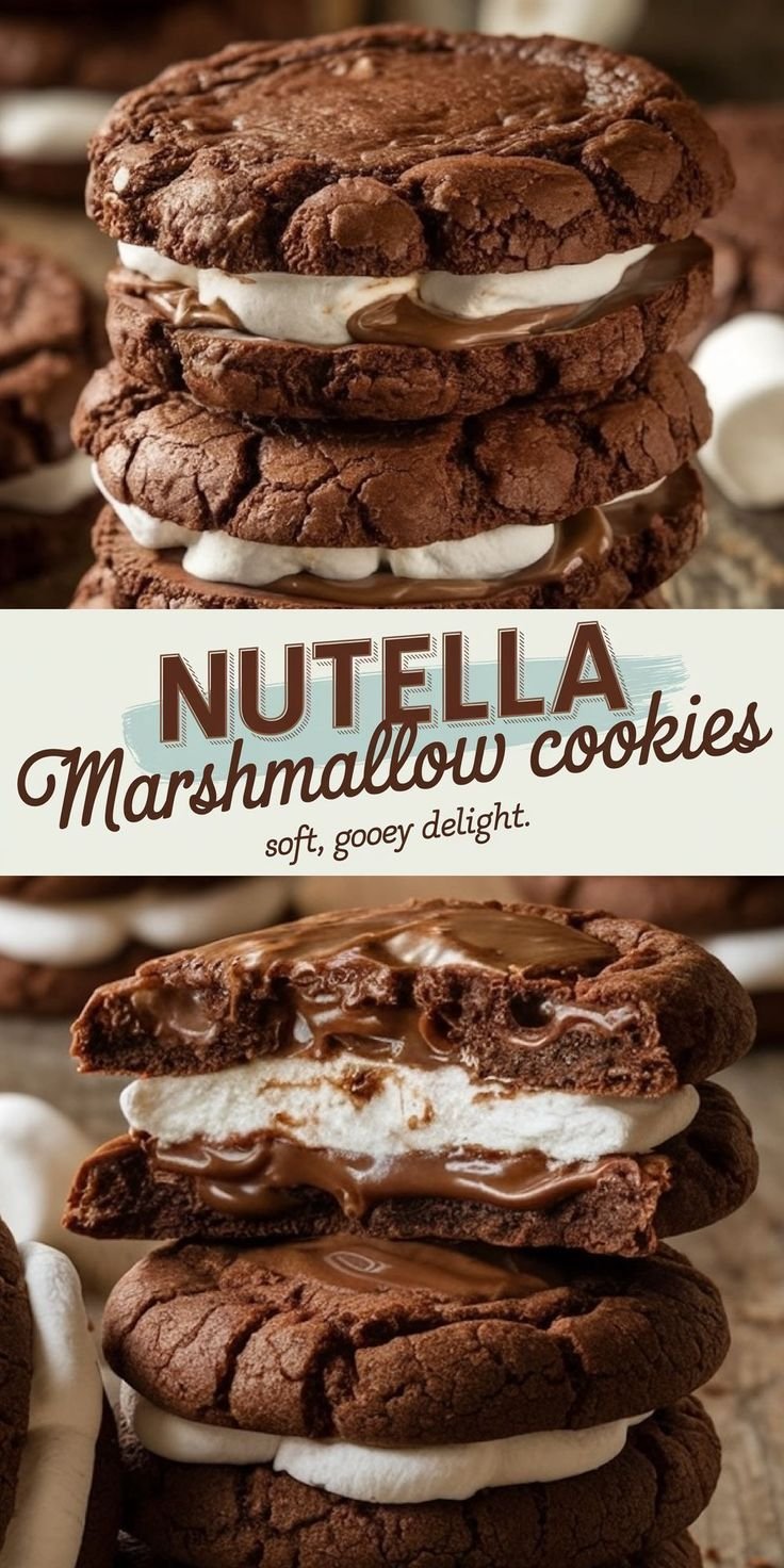 Thick Nutella Marshmallow Cookies