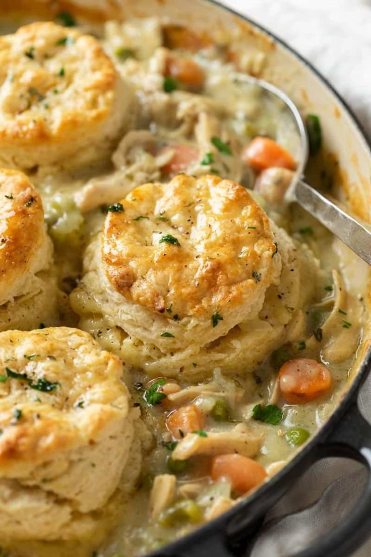 Easy and Delicious Chicken Pot Pie with Biscuits Recipe | Easy chicken pot pie recipe, Healthy chicken pot pie, Easy comfort food dinners