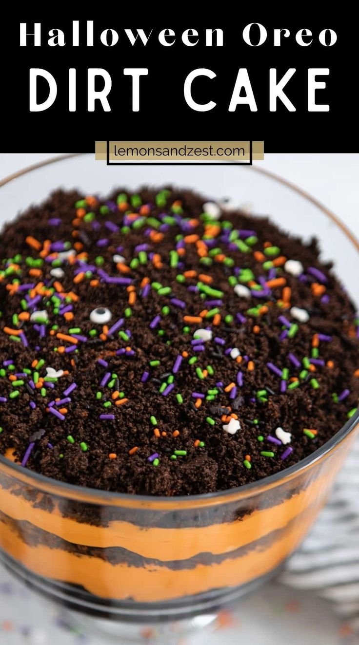Halloween Oreo Dirt Cake Recipe | Spooky Holiday Treat | Dirt cake recipes, Halloween desserts, Halloween baking