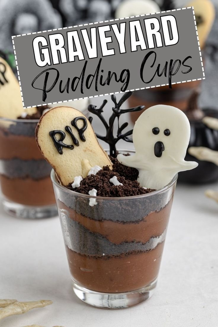 Halloween Graveyard Pudding Cups