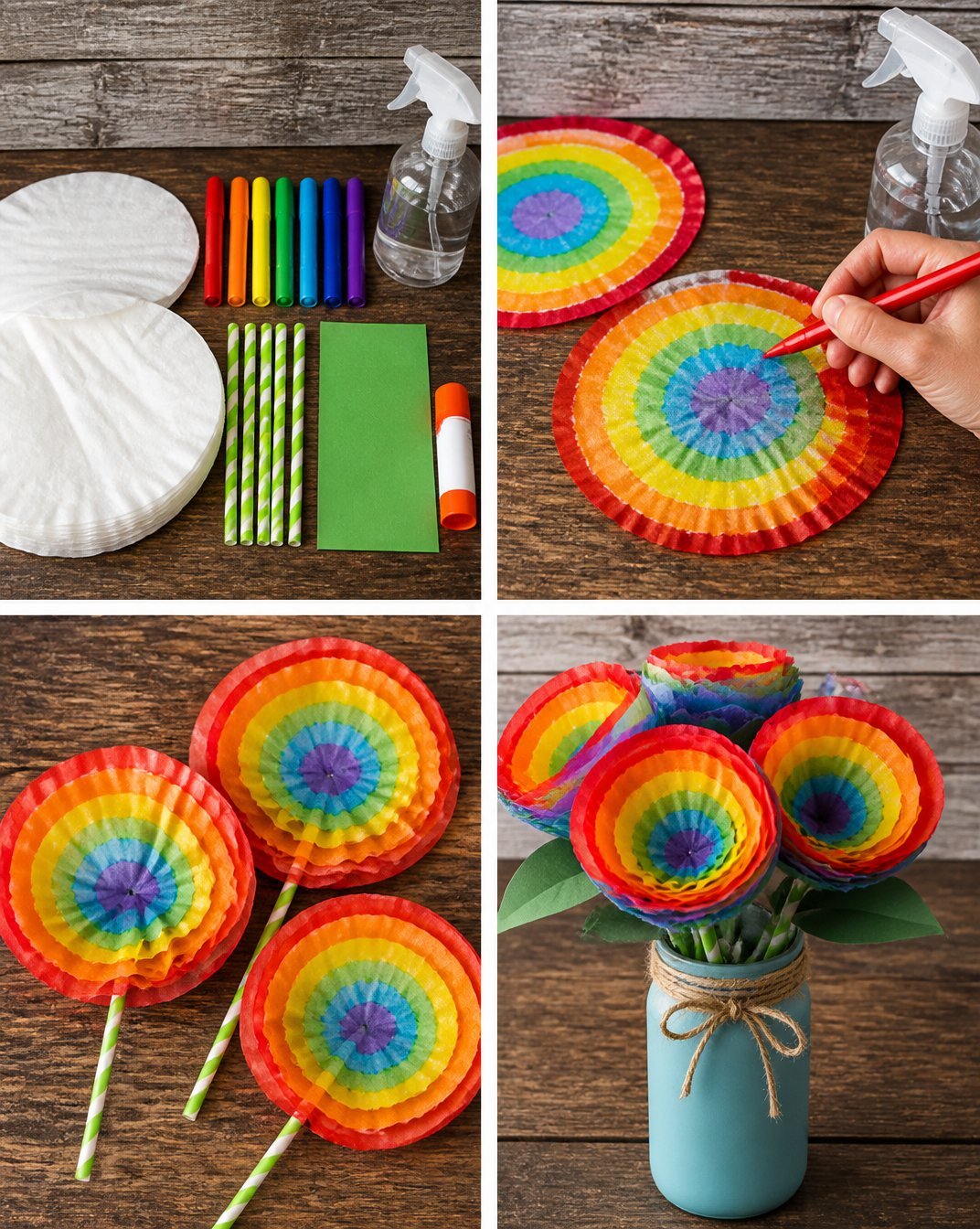 How to Create a Rainbow Apple Bouquet Using Coffee Filters 24 Coffee Filter Rainbow Apple Bouquet