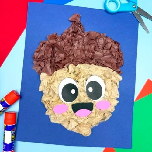 Acorn Tissue Paper Craft [Free Printable Template]