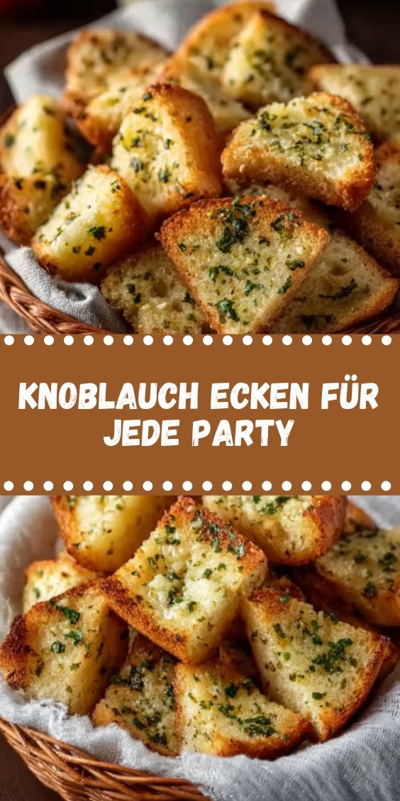 Knoblauch Ecken mit Käse sind das Fingerfood, das auf jeder Party zuerst weg ist