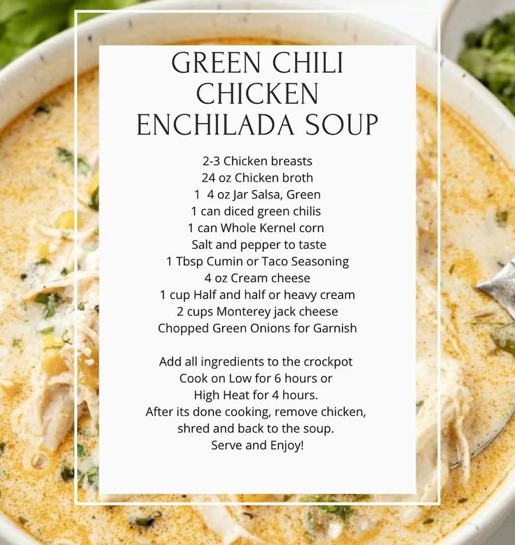 Green chili chicken enchilada soup with can green chilis | Easy green chili chicken soup, Green chilu chicken enchalada soup