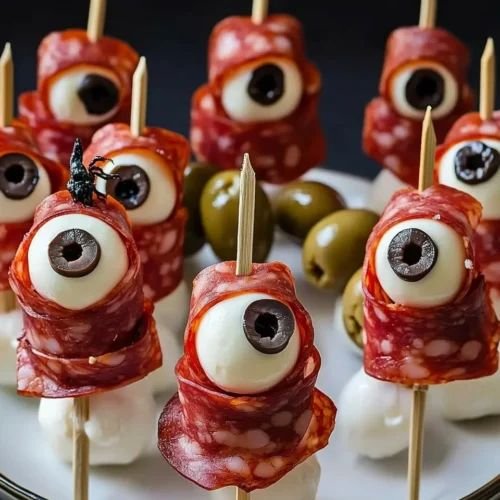 Salami Mozzarella Eyeballs: Ultimate 12 Spooky Appetizers | Tasty At Home