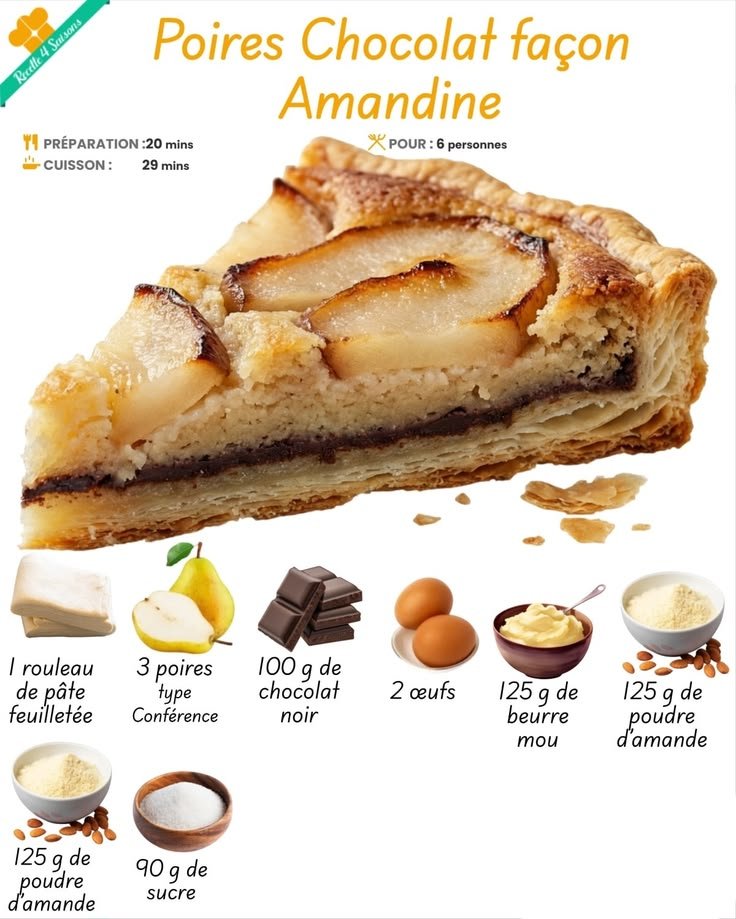 Tarte poires chocolat façon amandine

Préparation :
1 - Dans un saladier, mélange le beurre mou avec le sucre et la poud… | Tiramisu italien recette, Recette crepe sans sucre, Dessert poire chocolat