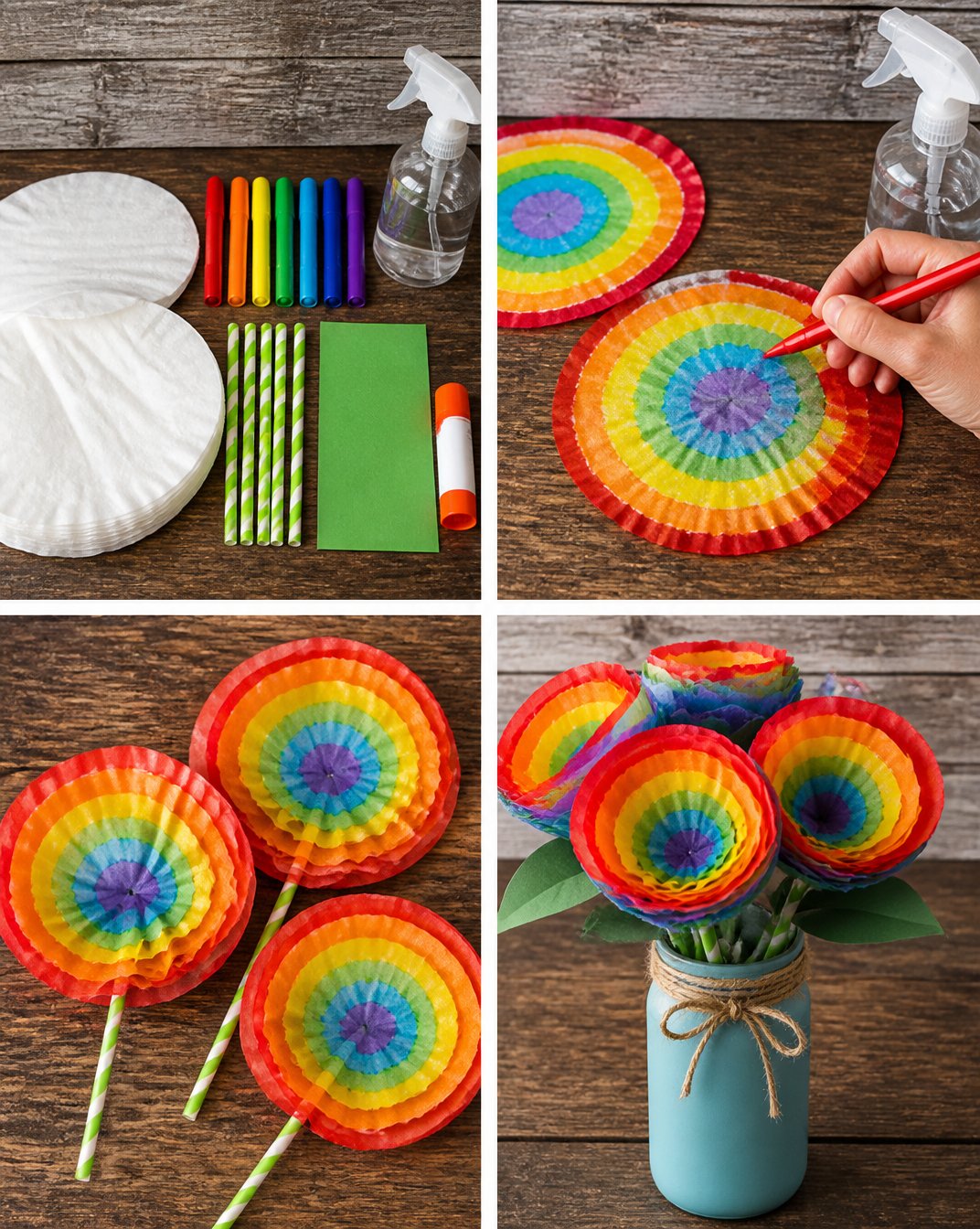 How to Create a Rainbow Apple Bouquet Using Coffee Filters 23 Coffee Filter Rainbow Apple Bouquet