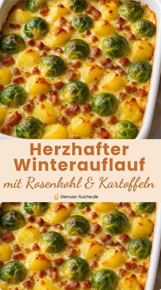 Rosenkohlauflauf mit Kartoffeln und Speck – perfekt für den Feierabend - Genuss-Suche.de