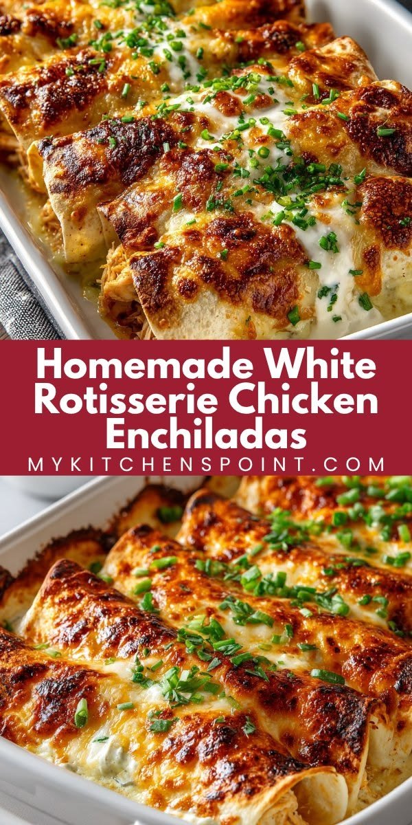 Homemade White Rotisserie Chicken Enchiladas