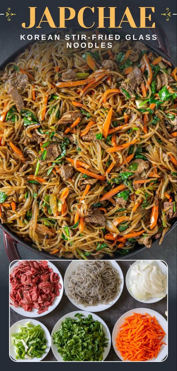 Japchae (Korean Stir-Fried Glass Noodles)