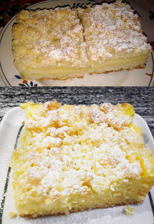 Streuselkuchen mit Vanillepudding