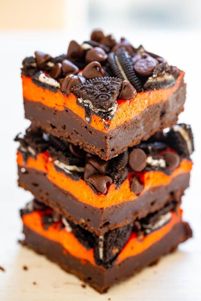 Loaded Halloween Cream Cheese Brownies