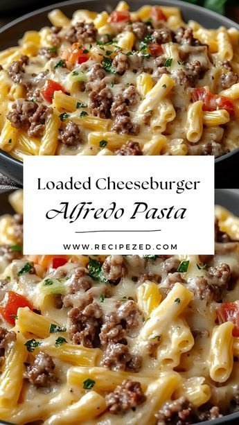 Hamburger Meat Meals Recipes | Pasta Meals with Beef, Loaded Cheeseburger Pasta, Pasta Recipes with Hamburger Meat