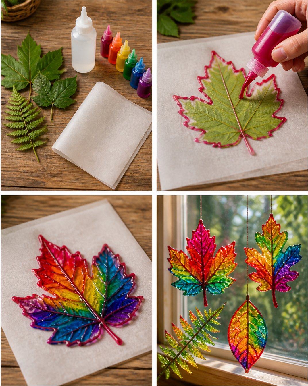 Colorful Rainbow Crystal Leaf Sun Catcher for Windows 16 Rainbow Crystal Leaf Suncatcher