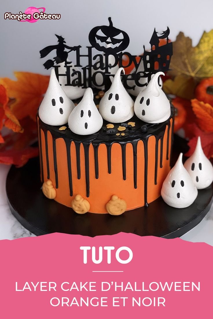 Recette du Layer Cake d'Halloween Orange et Noir - Blog Planete Gateau