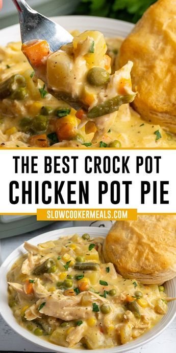 Easy Crock Pot Chicken Pot Pie Recipe | Crockpot recipes chicken pot pie, Crockpot dinners, Easy recipe for crock pot