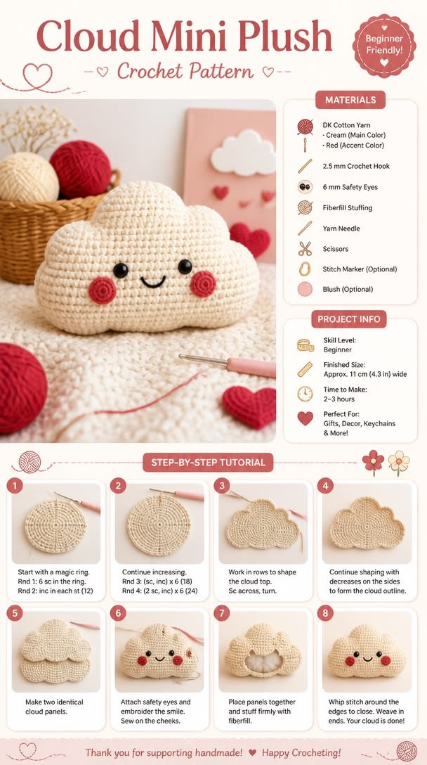 Cloud Mini Plush Crochet Pattern