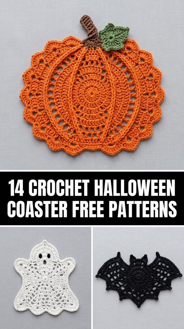 14 Crochet Halloween Coaster Free Patterns