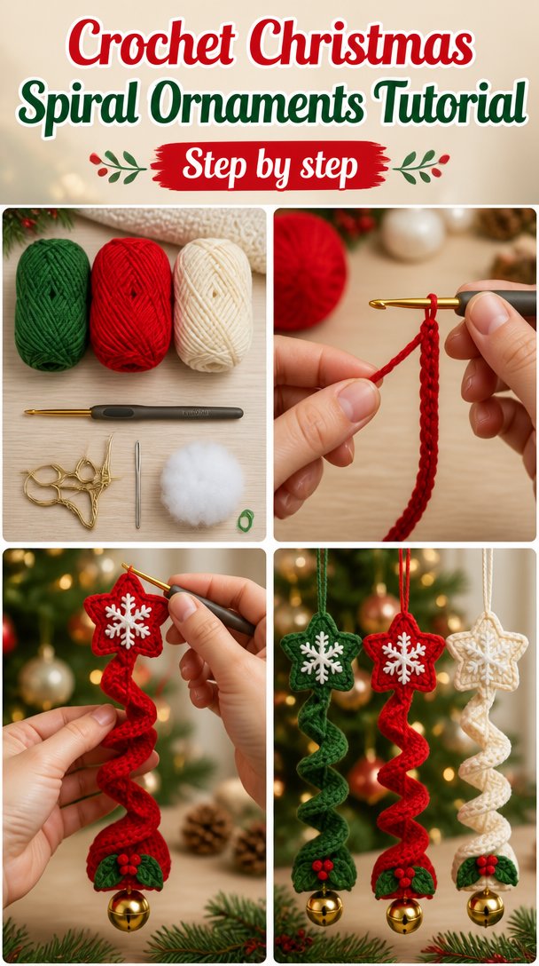 Crochet Christmas Spiral Ornament Ideas 5 Crochet Christmas Spiral Ornaments
