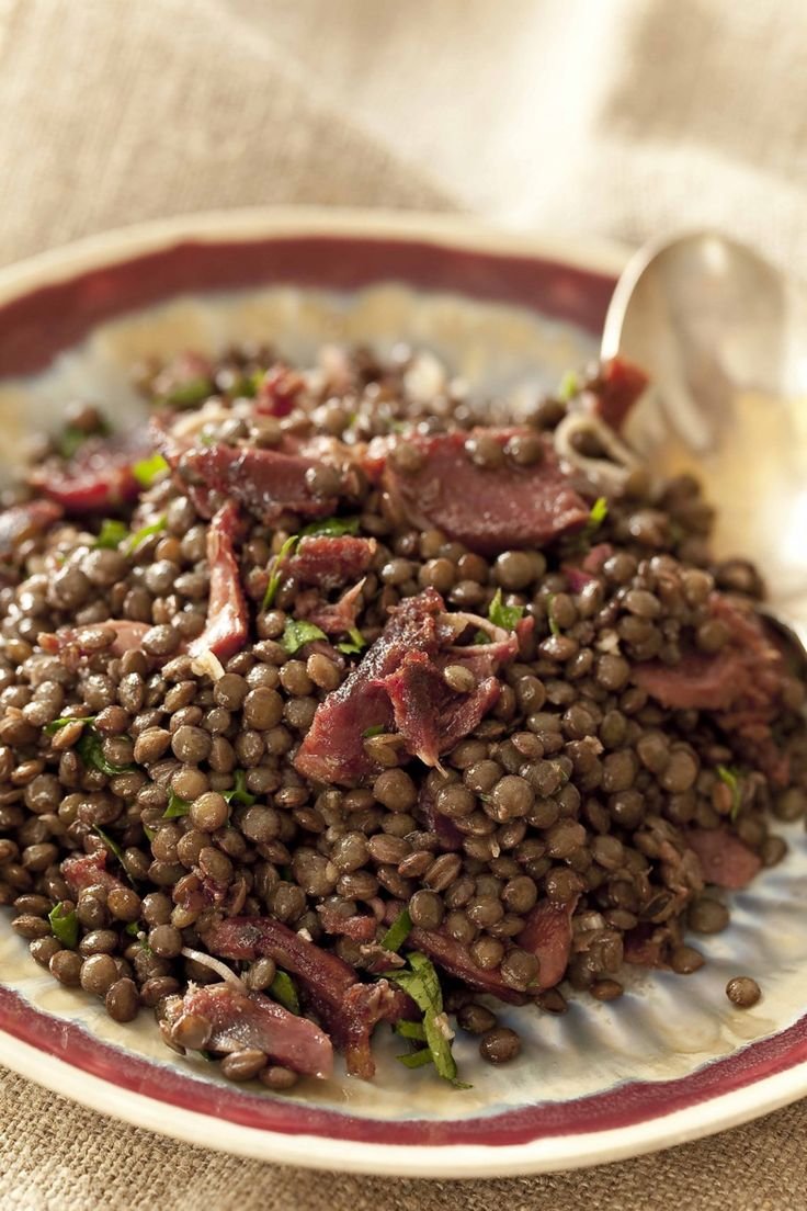 Délicieuse salade de lentilles aux gésiers de volaille