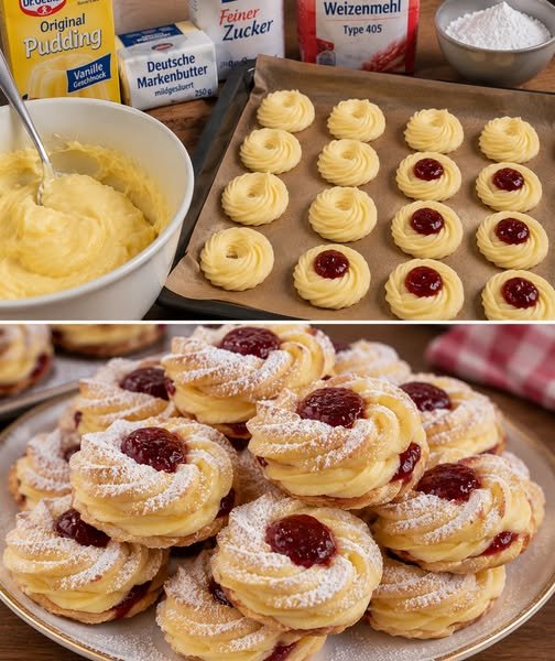 Vanille Puddingplätzchen mit Marmelade - Kochen Mit Uns