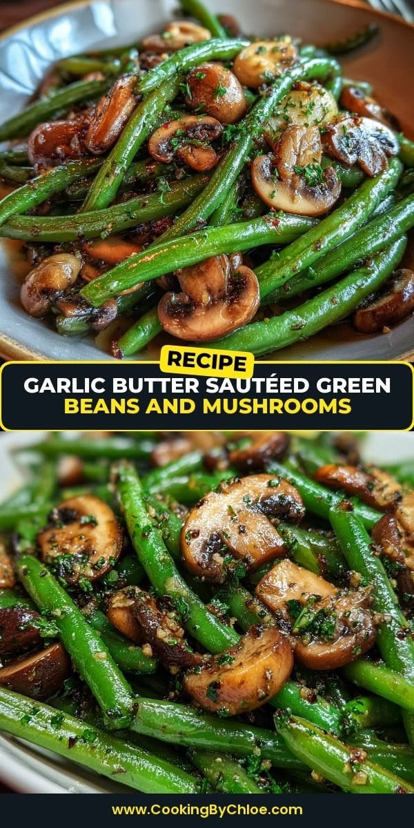 Garlic Butter Sautéed Green Beans and Mushrooms