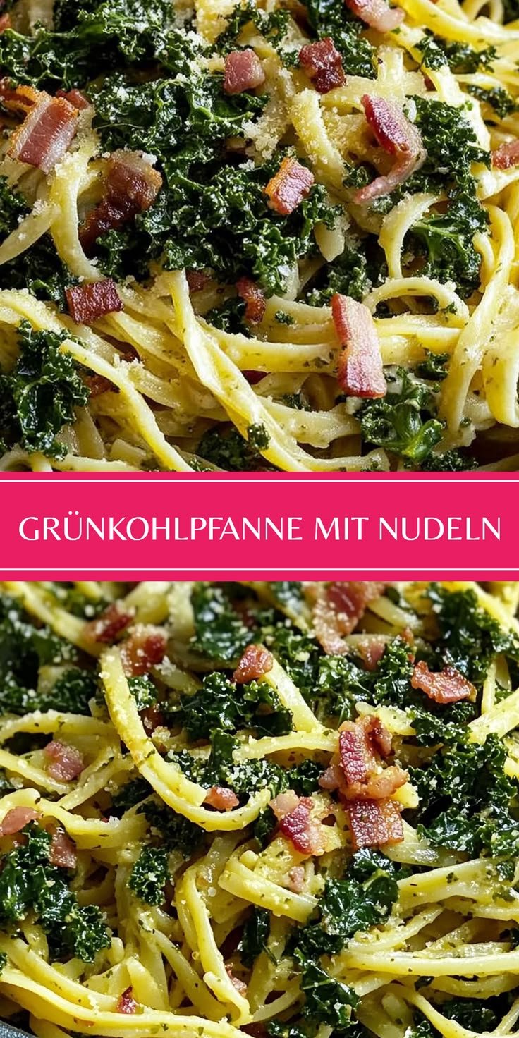 Grünkohlpfanne mit Nudeln: Einfaches Abendessen Rezept für deine schnelle Mahlzeit