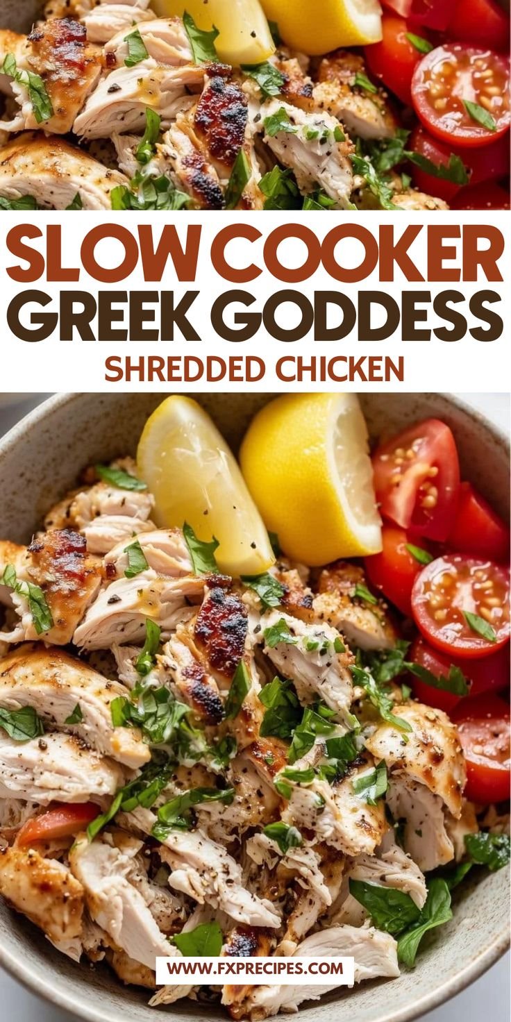 Slow Cooker Greek Goddess Shredded Chicken